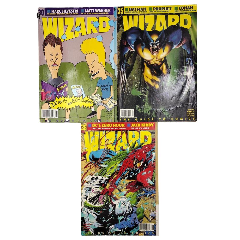 Lot of Wizard Guide to Comics Magazine 30 35 36 Beavis Butt-Head Spider-Man 1994
